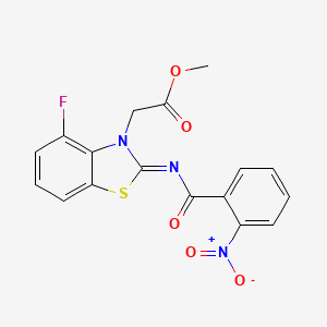 molecular formula C17H12FN3O5S B2710284 (E)-methyl 2-(4-fluoro-2-((2-nitrobenzoyl)imino)benzo[d]thiazol-3(2H)-yl)acetate CAS No. 865249-11-2