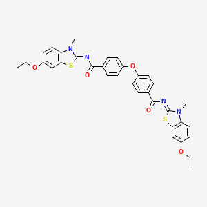 molecular formula C34H30N4O5S2 B2710294 N-(6-ethoxy-3-methyl-1,3-benzothiazol-2-ylidene)-4-[4-[(6-ethoxy-3-methyl-1,3-benzothiazol-2-ylidene)carbamoyl]phenoxy]benzamide CAS No. 477546-58-0