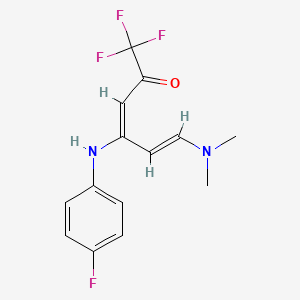 (3E,5E)-6-(dimethylamino)-1,1,1-trifluoro-4-(4-fluoroanilino)hexa-3,5-dien-2-one