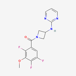 molecular formula C15H13F3N4O2 B2710299 (3-(Pyrimidin-2-ylamino)azetidin-1-yl)(2,4,5-trifluoro-3-methoxyphenyl)methanone CAS No. 2309802-38-6