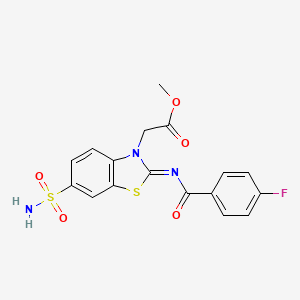 Methyl 2-[2-(4-fluorobenzoyl)imino-6-sulfamoyl-1,3-benzothiazol-3-yl]acetate