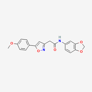 molecular formula C19H16N2O5 B2710314 N-(benzo[d][1,3]dioxol-5-yl)-2-(5-(4-methoxyphenyl)isoxazol-3-yl)acetamide CAS No. 953206-14-9