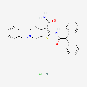 molecular formula C29H28ClN3O2S B2710319 6-Benzyl-2-(2,2-diphenylacetamido)-4,5,6,7-tetrahydrothieno[2,3-c]pyridine-3-carboxamide hydrochloride CAS No. 1215831-77-8