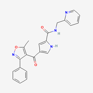 molecular formula C22H18N4O3 B2710333 4-[(5-methyl-3-phenyl-4-isoxazolyl)carbonyl]-N-(2-pyridinylmethyl)-1H-pyrrole-2-carboxamide CAS No. 439109-65-6