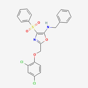 molecular formula C23H18Cl2N2O4S B2710337 4-(苯磺酰基)-N-苄基-2-[(2,4-二氯苯氧基)甲基]-1,3-噁唑-5-胺 CAS No. 314748-04-4