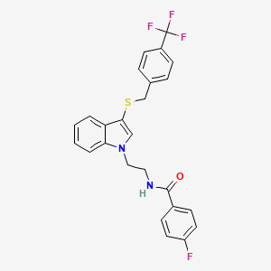 4-fluoro-N-[2-[3-[[4-(trifluoromethyl)phenyl]methylsulfanyl]indol-1-yl]ethyl]benzamide