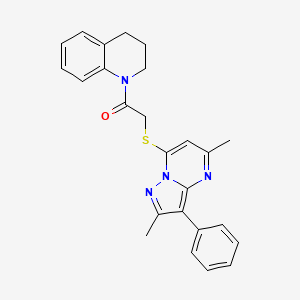 molecular formula C25H24N4OS B2710346 1-(3,4-dihydroquinolin-1(2H)-yl)-2-((2,5-dimethyl-3-phenylpyrazolo[1,5-a]pyrimidin-7-yl)thio)ethanone CAS No. 849911-75-7