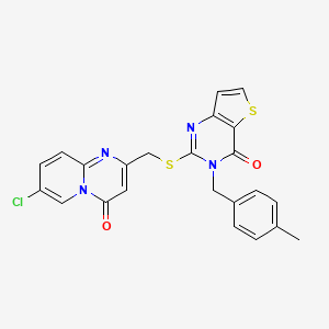 2-[(7-Chloro-4-oxopyrido[1,2-a]pyrimidin-2-yl)methylsulfanyl]-3-[(4-methylphenyl)methyl]thieno[3,2-d]pyrimidin-4-one