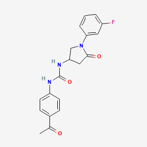 molecular formula C19H18FN3O3 B2710360 1-(4-Acetylphenyl)-3-[1-(3-fluorophenyl)-5-oxopyrrolidin-3-yl]urea CAS No. 894030-20-7
