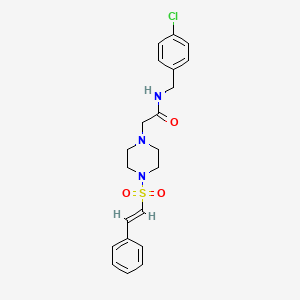N-[(4-chlorophenyl)methyl]-2-[4-[(E)-2-phenylethenyl]sulfonylpiperazin-1-yl]acetamide