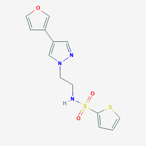 molecular formula C13H13N3O3S2 B2710375 N-(2-(4-(furan-3-yl)-1H-pyrazol-1-yl)ethyl)thiophene-2-sulfonamide CAS No. 2034355-56-9