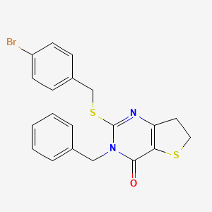 molecular formula C20H17BrN2OS2 B2710385 3-苄基-2-((4-溴苄基)硫基)-6,7-二氢噻吩并[3,2-d]嘧啶-4(3H)-酮 CAS No. 877618-90-1