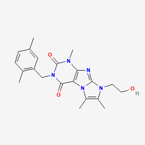molecular formula C21H25N5O3 B2710391 3-(2,5-dimethylbenzyl)-8-(2-hydroxyethyl)-1,6,7-trimethyl-1H-imidazo[2,1-f]purine-2,4(3H,8H)-dione CAS No. 915929-09-8