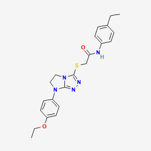 molecular formula C22H25N5O2S B2710403 2-((7-(4-ethoxyphenyl)-6,7-dihydro-5H-imidazo[2,1-c][1,2,4]triazol-3-yl)thio)-N-(4-ethylphenyl)acetamide CAS No. 921581-05-7