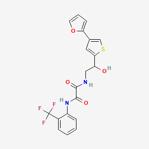molecular formula C19H15F3N2O4S B2710404 N-[2-[4-(Furan-2-yl)thiophen-2-yl]-2-hydroxyethyl]-N'-[2-(trifluoromethyl)phenyl]oxamide CAS No. 2309185-03-1