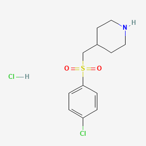 molecular formula C12H17Cl2NO2S B2710409 4-(((4-Chlorophenyl)sulfonyl)methyl)piperidine hydrochloride CAS No. 1289387-34-3