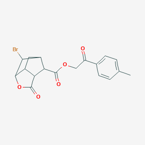 molecular formula C18H17BrO5 B271041 2-(4-methylphenyl)-2-oxoethyl 6-bromo-2-oxohexahydro-2H-3,5-methanocyclopenta[b]furan-7-carboxylate 