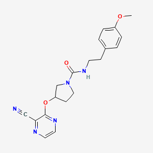 molecular formula C19H21N5O3 B2710416 3-((3-氰基吡嘧啶-2-基)氧基)-N-(4-甲氧基苯乙基)吡咯啉-1-甲酰胺 CAS No. 2034207-05-9