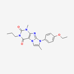 molecular formula C20H23N5O3 B2710419 8-(4-ethoxyphenyl)-1,7-dimethyl-3-propyl-1H-imidazo[2,1-f]purine-2,4(3H,8H)-dione CAS No. 887466-79-7