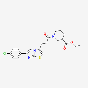 molecular formula C22H24ClN3O3S B2710427 Ethyl 1-(3-(6-(4-chlorophenyl)imidazo[2,1-b]thiazol-3-yl)propanoyl)piperidine-3-carboxylate CAS No. 1040646-02-3