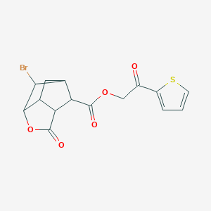 2-oxo-2-(thiophen-2-yl)ethyl 6-bromo-2-oxohexahydro-2H-3,5-methanocyclopenta[b]furan-7-carboxylate