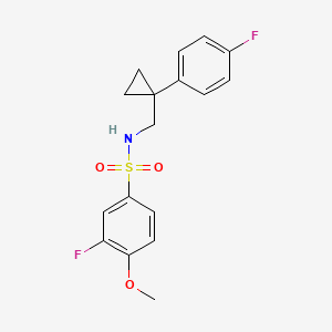 molecular formula C17H17F2NO3S B2710433 3-fluoro-N-((1-(4-fluorophenyl)cyclopropyl)methyl)-4-methoxybenzenesulfonamide CAS No. 1049358-09-9