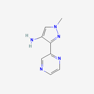 molecular formula C8H9N5 B2710436 1-Methyl-3-pyrazin-2-ylpyrazol-4-amine CAS No. 1549902-67-1
