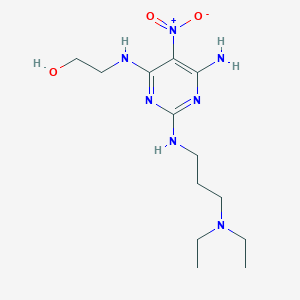 molecular formula C13H25N7O3 B2710437 2-[[6-Amino-2-[3-(diethylamino)propylamino]-5-nitropyrimidin-4-yl]amino]ethanol CAS No. 714228-04-3