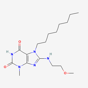 molecular formula C17H29N5O3 B2710442 8-(2-Methoxyethylamino)-3-methyl-7-octylpurine-2,6-dione CAS No. 920486-85-7