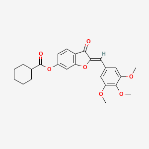 molecular formula C25H26O7 B2710447 (Z)-3-oxo-2-(3,4,5-trimethoxybenzylidene)-2,3-dihydrobenzofuran-6-yl cyclohexanecarboxylate CAS No. 847269-61-8