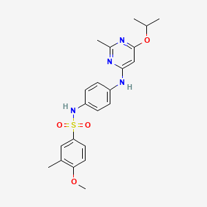 molecular formula C22H26N4O4S B2710448 N-(4-((6-异丙氧基-2-甲基嘧啶-4-基)氨基)苯基)-4-甲氧基-3-甲基苯磺酰胺 CAS No. 946202-08-0