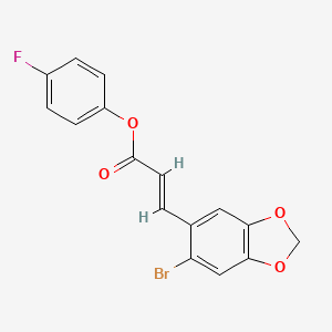 molecular formula C16H10BrFO4 B2710470 4-fluorophenyl (2E)-3-(6-bromo-2H-1,3-benzodioxol-5-yl)prop-2-enoate CAS No. 478259-09-5