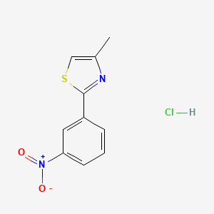 molecular formula C10H9ClN2O2S B2710478 4-Methyl-2-(3-nitrophenyl)-1,3-thiazole hydrochloride CAS No. 1955494-62-8
