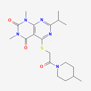 molecular formula C19H27N5O3S B2710482 7-isopropyl-1,3-dimethyl-5-((2-(4-methylpiperidin-1-yl)-2-oxoethyl)thio)pyrimido[4,5-d]pyrimidine-2,4(1H,3H)-dione CAS No. 892480-09-0