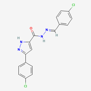 molecular formula C17H12Cl2N4O B2710485 3-(4-chlorophenyl)-N'-[(E)-(4-chlorophenyl)methylidene]-1H-pyrazole-5-carbohydrazide CAS No. 1284275-59-7