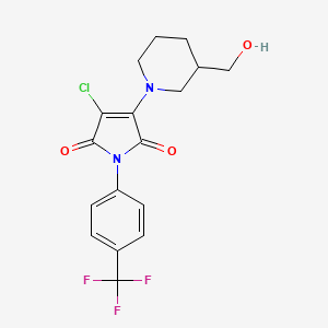 molecular formula C17H16ClF3N2O3 B2710487 3-氯-4-[3-(羟甲基)哌嗪-1-基]-1-[4-(三氟甲基)苯基]吡咯-2,5-二酮 CAS No. 2116281-32-2