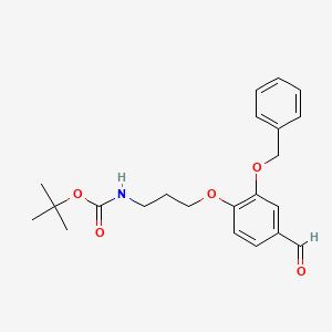 molecular formula C22H27NO5 B2710492 tert-butyl N-{3-[2-(benzyloxy)-4-formylphenoxy]propyl}carbamate CAS No. 2087493-20-5