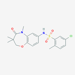 molecular formula C19H21ClN2O4S B2710493 5-氯-2-甲基-N-(3,3,5-三甲基-4-氧代-2,3,4,5-四氢苯并[b][1,4]噁唑-7-基)苯磺酰胺 CAS No. 921908-79-4