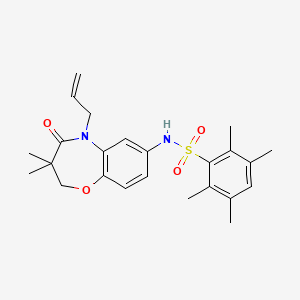 molecular formula C24H30N2O4S B2710497 N-(5-allyl-3,3-dimethyl-4-oxo-2,3,4,5-tetrahydrobenzo[b][1,4]oxazepin-7-yl)-2,3,5,6-tetramethylbenzenesulfonamide CAS No. 921909-83-3