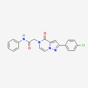 molecular formula C20H15ClN4O2 B2710500 2-[2-(4-氯苯基)-4-氧代吡唑并[1,5-a]嘧啶-5(4H)-基]-N-苯基乙酰胺 CAS No. 1243025-81-1