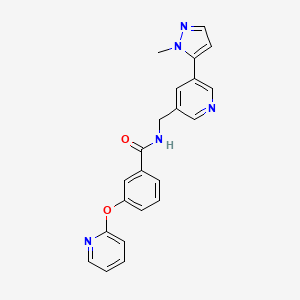 molecular formula C22H19N5O2 B2710504 N-((5-(1-甲基-1H-吡唑-5-基)吡啶-3-基)甲基)-3-(吡啶-2-氧基)苯甲酰胺 CAS No. 2034384-66-0
