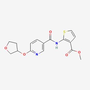 molecular formula C16H16N2O5S B2710507 Methyl 2-(6-((tetrahydrofuran-3-yl)oxy)nicotinamido)thiophene-3-carboxylate CAS No. 2034299-03-9