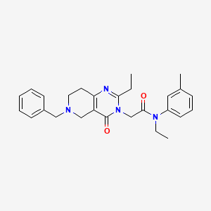 molecular formula C27H32N4O2 B2710509 2-[6-benzyl-2-ethyl-4-oxo-5,6,7,8-tetrahydropyrido[4,3-d]pyrimidin-3(4H)-yl]-N~1~-ethyl-N~1~-(3-methylphenyl)acetamide CAS No. 1251707-59-1