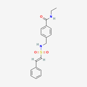 molecular formula C18H20N2O3S B2710525 N-ethyl-4-[[[(E)-2-phenylethenyl]sulfonylamino]methyl]benzamide CAS No. 1241698-86-1