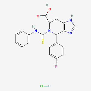 molecular formula C20H18ClFN4O2S B2710538 4-(4-fluorophenyl)-5-(phenylcarbamothioyl)-4,5,6,7-tetrahydro-3H-imidazo[4,5-c]pyridine-6-carboxylic acid hydrochloride CAS No. 1095929-92-2