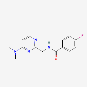 molecular formula C15H17FN4O B2710551 N-((4-(dimethylamino)-6-methylpyrimidin-2-yl)methyl)-4-fluorobenzamide CAS No. 1797619-51-2