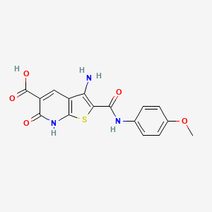 molecular formula C16H13N3O5S B2710553 3-氨基-2-[(4-甲氧基苯基)甲酰胺基]-6-氧代-7H-噻吩[2,3-b]吡啶-5-甲酸 CAS No. 438622-93-6