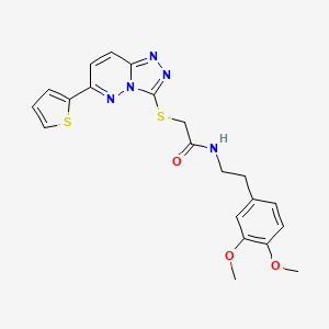 molecular formula C21H21N5O3S2 B2710572 N-(3,4-dimethoxyphenethyl)-2-((6-(thiophen-2-yl)-[1,2,4]triazolo[4,3-b]pyridazin-3-yl)thio)acetamide CAS No. 894050-12-5