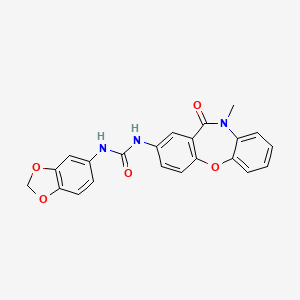 molecular formula C22H17N3O5 B2710574 1-(Benzo[d][1,3]dioxol-5-yl)-3-(10-methyl-11-oxo-10,11-dihydrodibenzo[b,f][1,4]oxazepin-2-yl)urea CAS No. 1203391-80-3