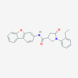 molecular formula C25H22N2O3 B271058 N-dibenzo[b,d]furan-3-yl-1-(2-ethylphenyl)-5-oxo-3-pyrrolidinecarboxamide 